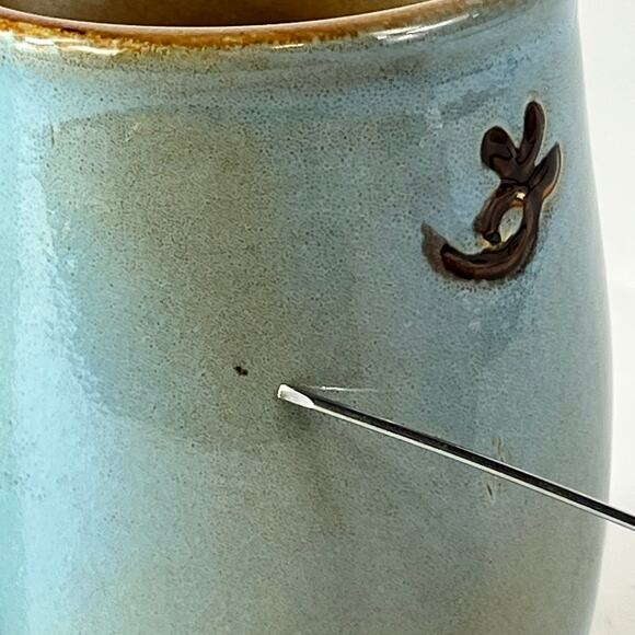 Gibson Owl Coffee Mug Hand Painted Blue Green Bird Stoneware Glaze Character Tea - Picture 16 of 16